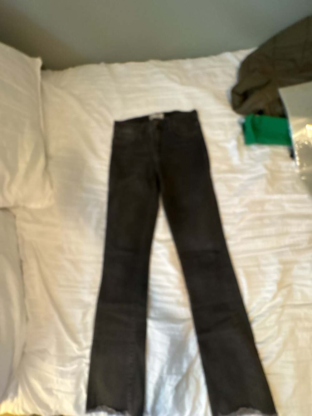 Free People Women's Black Denim Flare Jeans with Raw Hem, Size 26